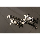 English Country Double-Handle 3-Hole Wall Mount Bathroom Faucet