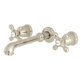 English Country Double-Handle 3-Hole Wall Mount Bathroom Faucet