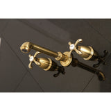 French Country Double-Handle 3-Hole Wall Mount Bathroom Faucet