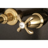 French Country Double-Handle 3-Hole Wall Mount Bathroom Faucet