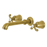 French Country Double-Handle 3-Hole Wall Mount Bathroom Faucet