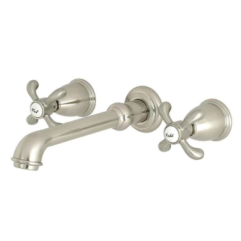 French Country Double-Handle 3-Hole Wall Mount Bathroom Faucet