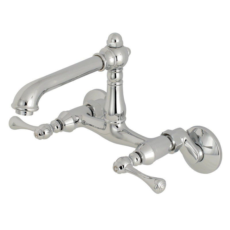 English Country Double-Handle 2-Hole Wall-Mount Bridge Kitchen Faucet