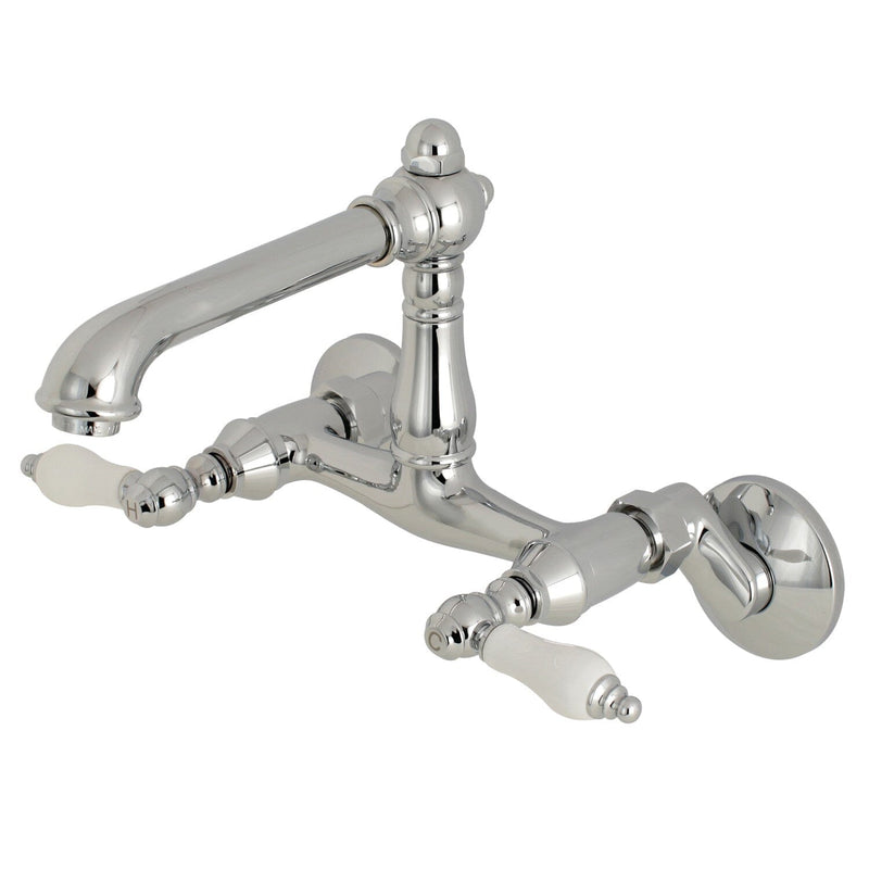 English Country Double-Handle 2-Hole Wall-Mount Bridge Kitchen Faucet