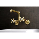 English Country Two-Handle 2-Hole Wall Mount Bridge Kitchen Faucet