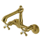 English Country Two-Handle 2-Hole Wall Mount Bridge Kitchen Faucet