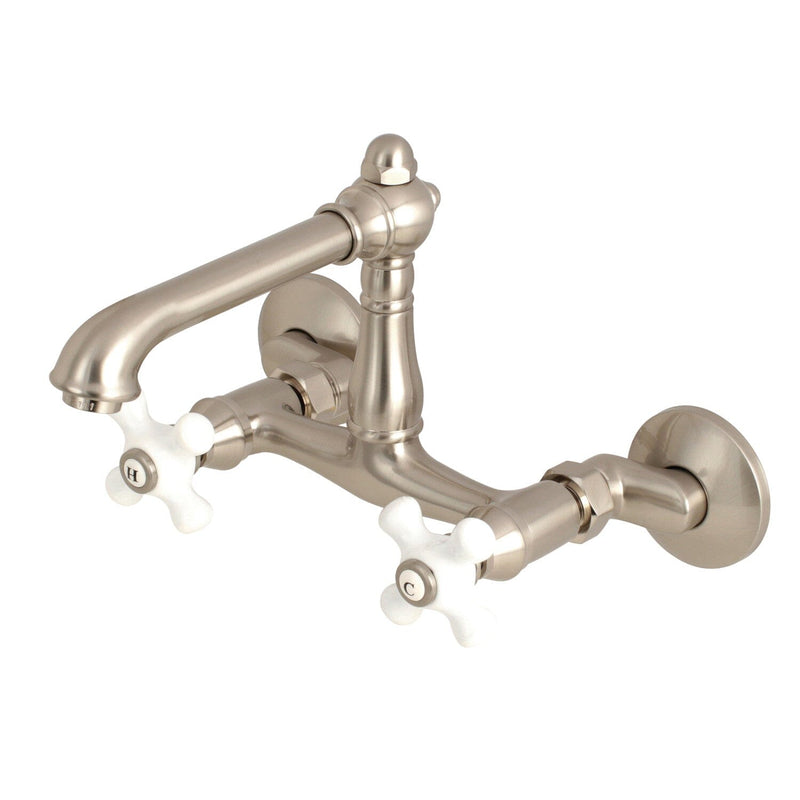 English Country Two-Handle 2-Hole Wall Mount Bridge Kitchen Faucet