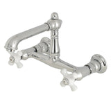 English Country Double-Handle 2-Hole Wall Mount Bathroom Faucet