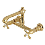 English Country Double-Handle 2-Hole Wall Mount Bathroom Faucet