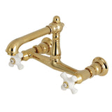 English Country Double-Handle 2-Hole Wall Mount Bathroom Faucet