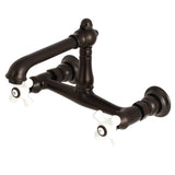 English Country Double-Handle 2-Hole Wall Mount Bathroom Faucet