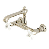 English Country Double-Handle 2-Hole Wall Mount Bathroom Faucet