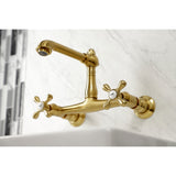 English Country Double-Handle 2-Hole Wall Mount Bathroom Faucet
