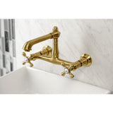 English Country Double-Handle 2-Hole Wall Mount Bathroom Faucet