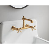 English Country Double-Handle 2-Hole Wall Mount Bathroom Faucet