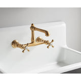 English Country Double-Handle 2-Hole Wall Mount Bathroom Faucet