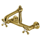 English Country Double-Handle 2-Hole Wall Mount Bathroom Faucet