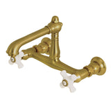 English Country Double-Handle 2-Hole Wall Mount Bathroom Faucet