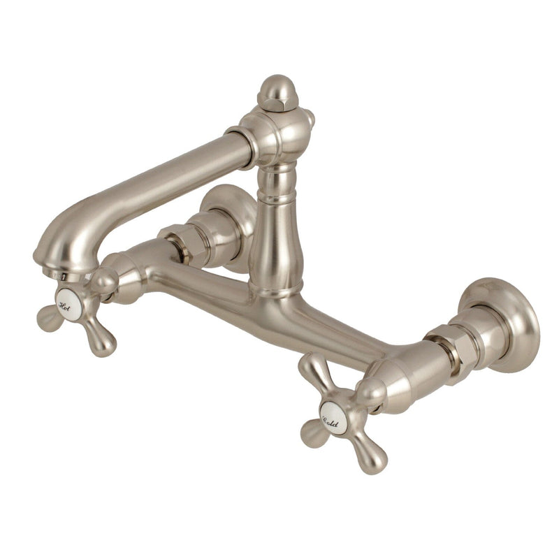 English Country Double-Handle 2-Hole Wall Mount Bathroom Faucet