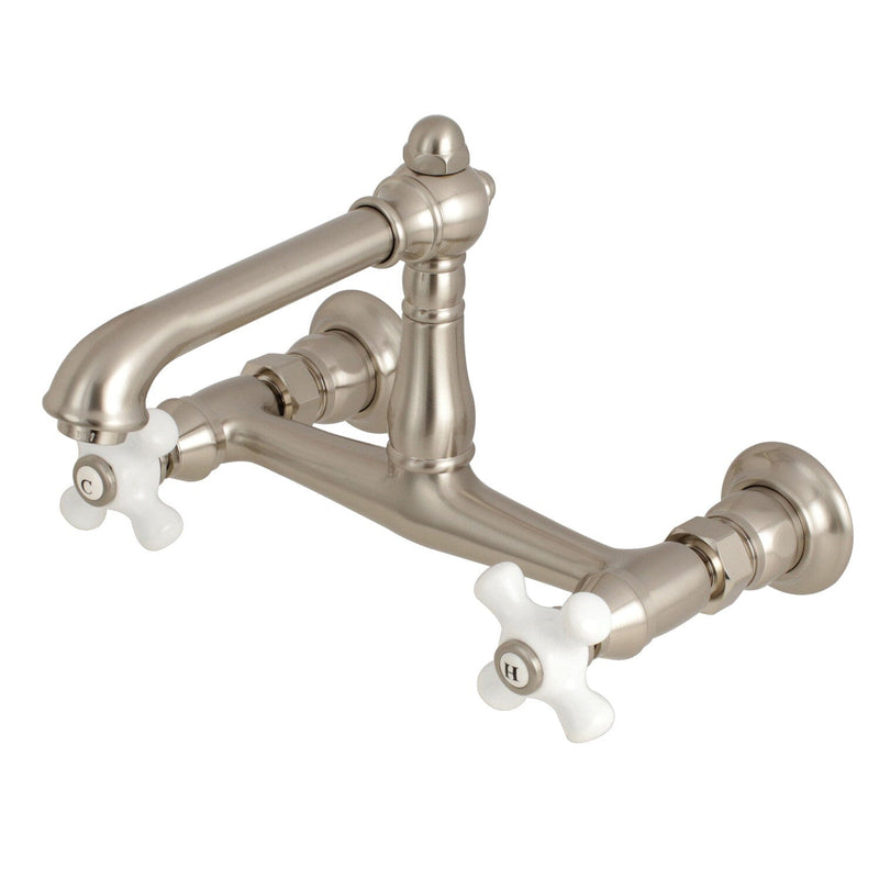 English Country Double-Handle 2-Hole Wall Mount Bathroom Faucet