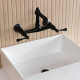English Country Double-Handle 2-Hole Wall Mount Bathroom Faucet