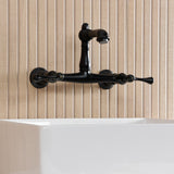 English Country Double-Handle 2-Hole Wall Mount Bathroom Faucet