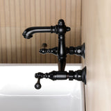 English Country Double-Handle 2-Hole Wall Mount Bathroom Faucet