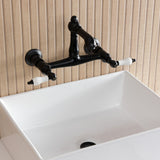 English Country Double-Handle 2-Hole Wall Mount Bathroom Faucet