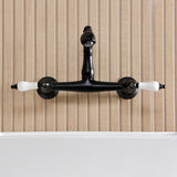 English Country Double-Handle 2-Hole Wall Mount Bathroom Faucet