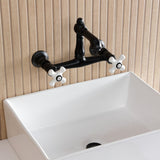 English Country Double-Handle 2-Hole Wall Mount Bathroom Faucet