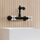 English Country Double-Handle 2-Hole Wall Mount Bathroom Faucet