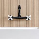 English Country Double-Handle 2-Hole Wall Mount Bathroom Faucet