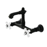 English Country Double-Handle 2-Hole Wall Mount Bathroom Faucet