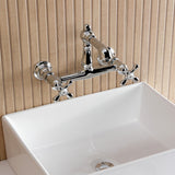English Country Double-Handle 2-Hole Wall Mount Bathroom Faucet