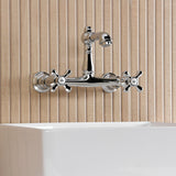 English Country Double-Handle 2-Hole Wall Mount Bathroom Faucet