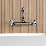 English Country Double-Handle 2-Hole Wall Mount Bathroom Faucet