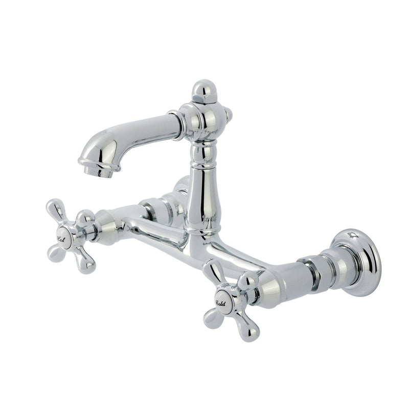 English Country Double-Handle 2-Hole Wall Mount Bathroom Faucet