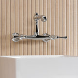 English Country Double-Handle 2-Hole Wall Mount Bathroom Faucet
