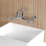 English Country Double-Handle 2-Hole Wall Mount Bathroom Faucet