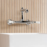 English Country Double-Handle 2-Hole Wall Mount Bathroom Faucet