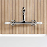 English Country Double-Handle 2-Hole Wall Mount Bathroom Faucet