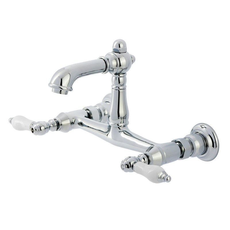 English Country Double-Handle 2-Hole Wall Mount Bathroom Faucet
