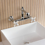 English Country Double-Handle 2-Hole Wall Mount Bathroom Faucet