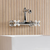 English Country Double-Handle 2-Hole Wall Mount Bathroom Faucet