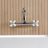 English Country Double-Handle 2-Hole Wall Mount Bathroom Faucet