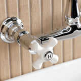 English Country Double-Handle 2-Hole Wall Mount Bathroom Faucet