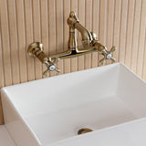 English Country Double-Handle 2-Hole Wall Mount Bathroom Faucet