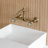 English Country Double-Handle 2-Hole Wall Mount Bathroom Faucet