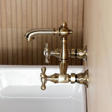 English Country Double-Handle 2-Hole Wall Mount Bathroom Faucet