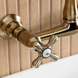 English Country Double-Handle 2-Hole Wall Mount Bathroom Faucet